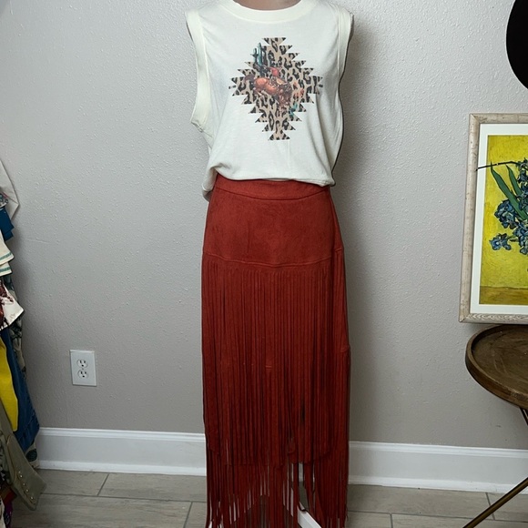 Faux Leather Fringe Skirt - Picture 8 of 10